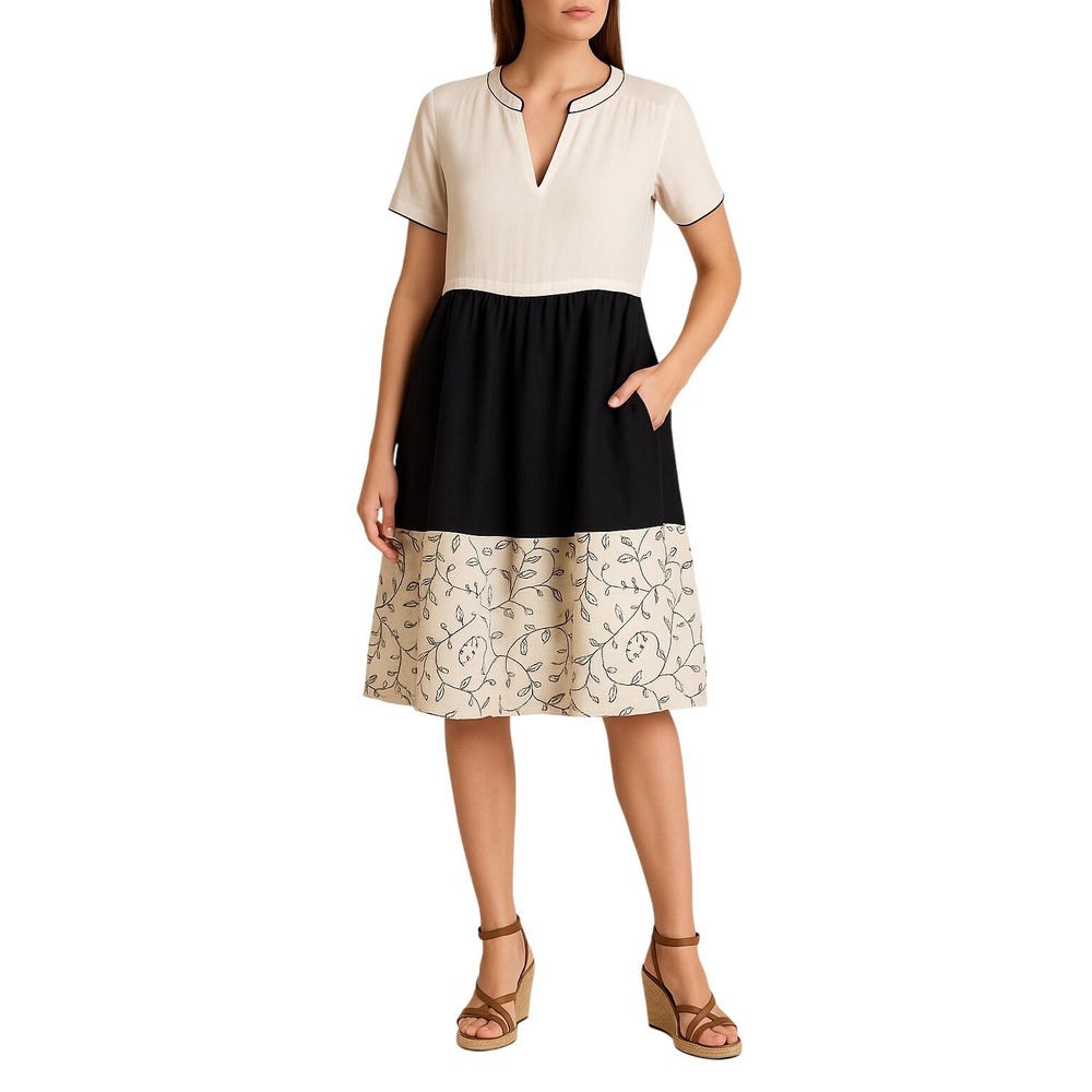 PUROTATTO‎ Flax Linen Dress  IT 44(US 8) Italian Quiet Luxury Capsule Wardrobe